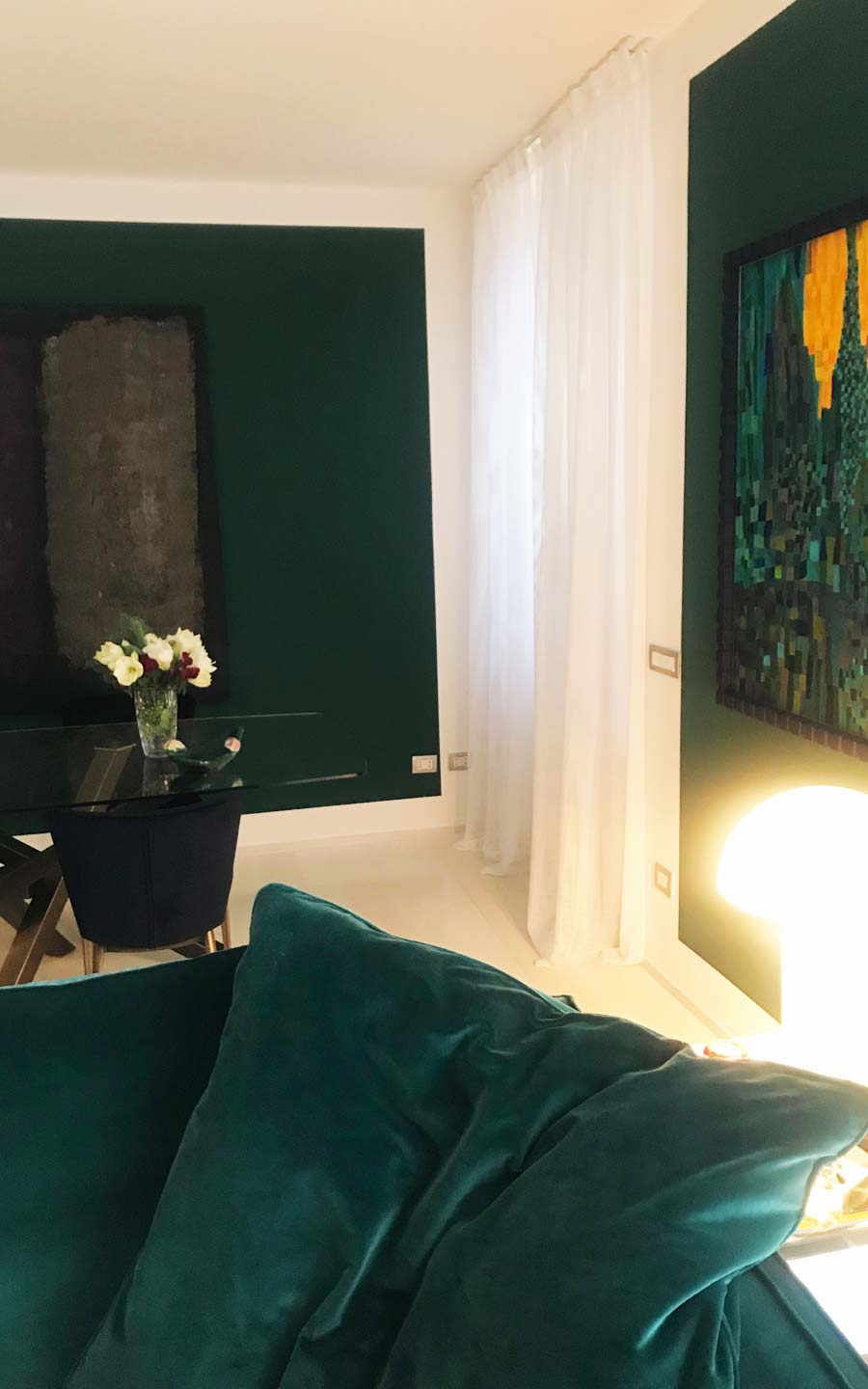 interior design - bianco e verde inglese -archicona-studio architetti Novara