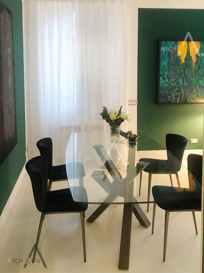 interior design - bianco e verde inglese -archicona-studio architetti Novara